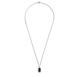 Black Diamond Pave Tag Necklace