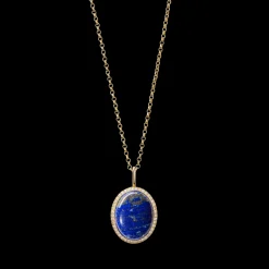 Diamond Pave Lapis Pendant Necklace