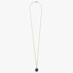 Diamond Pave Lapis Pendant Necklace