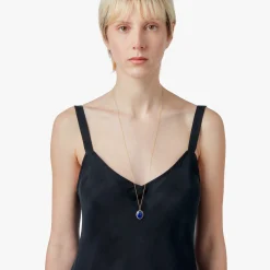 Diamond Pave Lapis Pendant Necklace