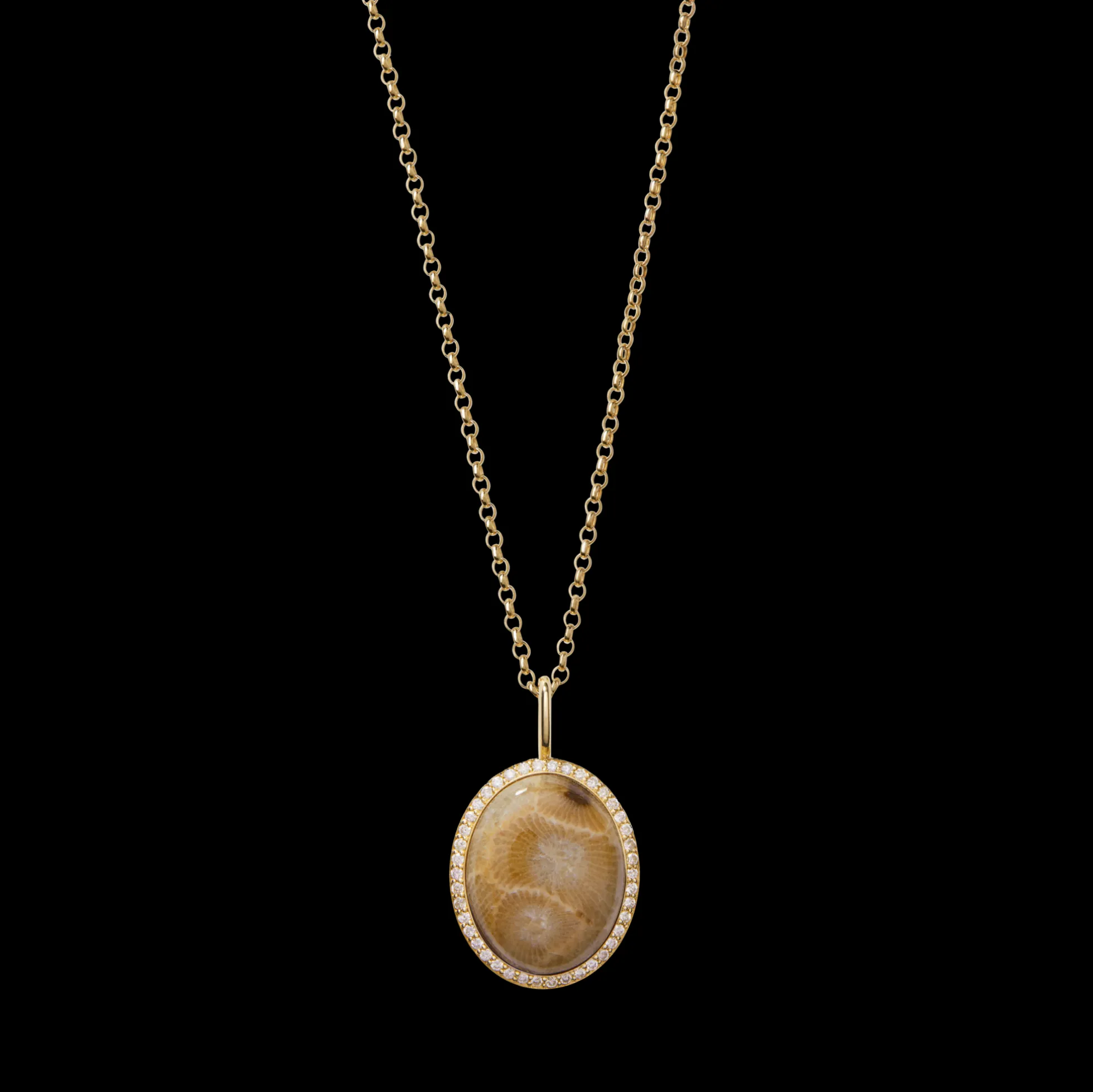 Diamond Pave Petoskey Necklace
