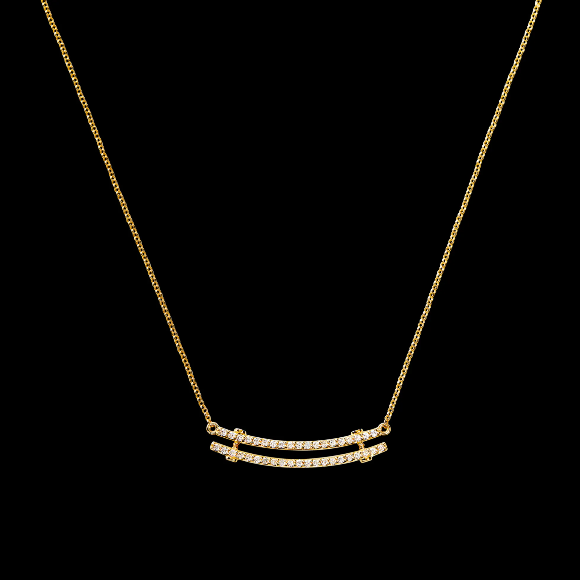 Diamond Pave Rivet Double Row Necklace