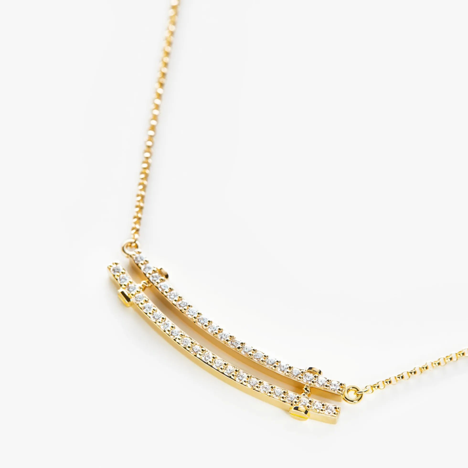 Diamond Pave Rivet Double Row Necklace
