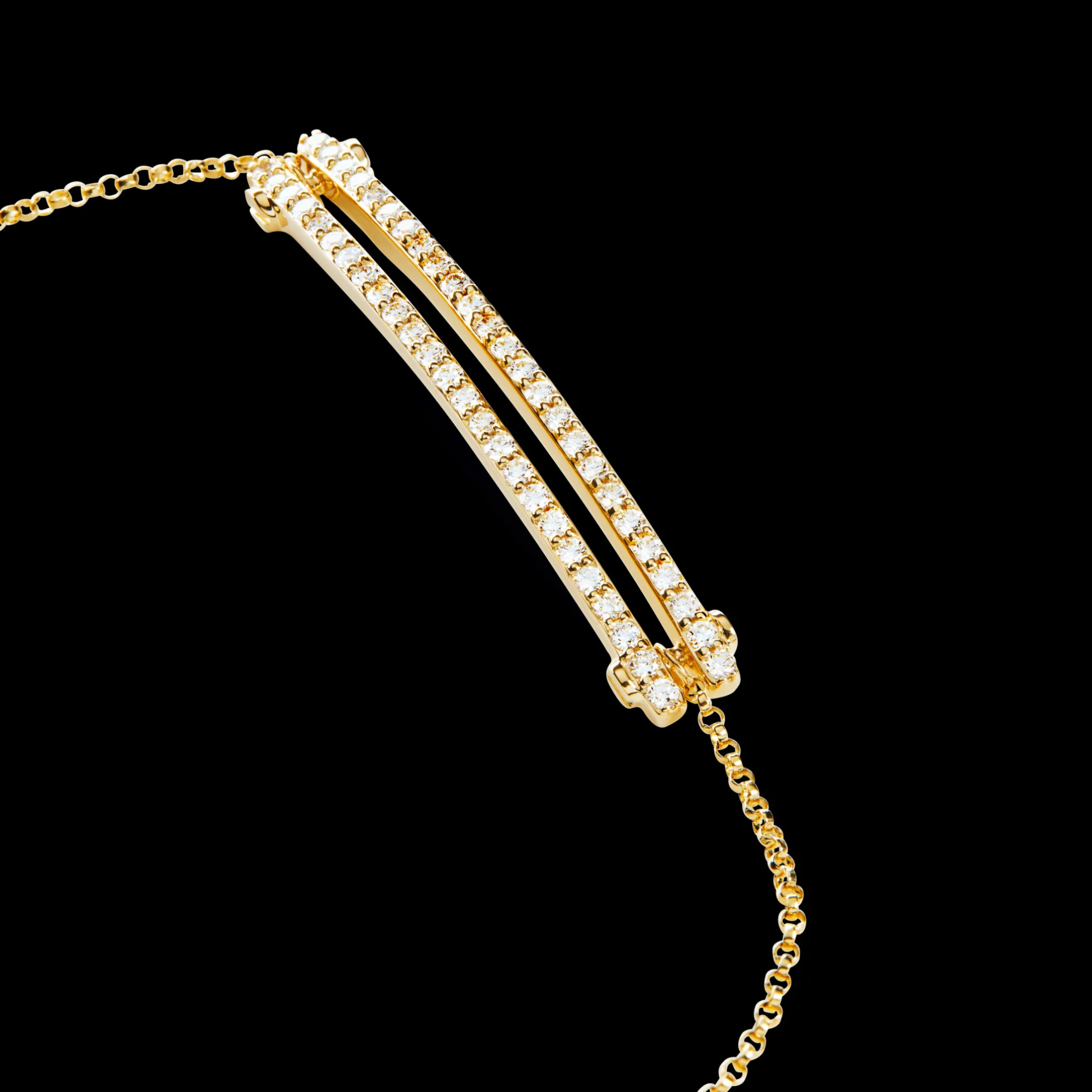 Diamond Pave Rivet Double Row Necklace