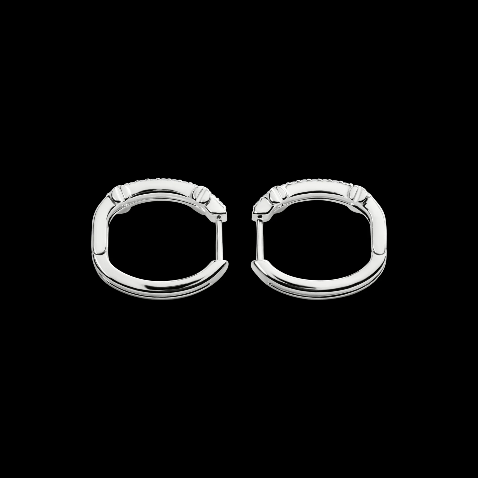 Diamond Pave Rivet Double Row Hoop Earrings