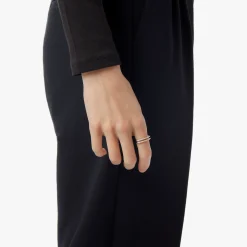 Diamond Pave Rivet Double Row Ring