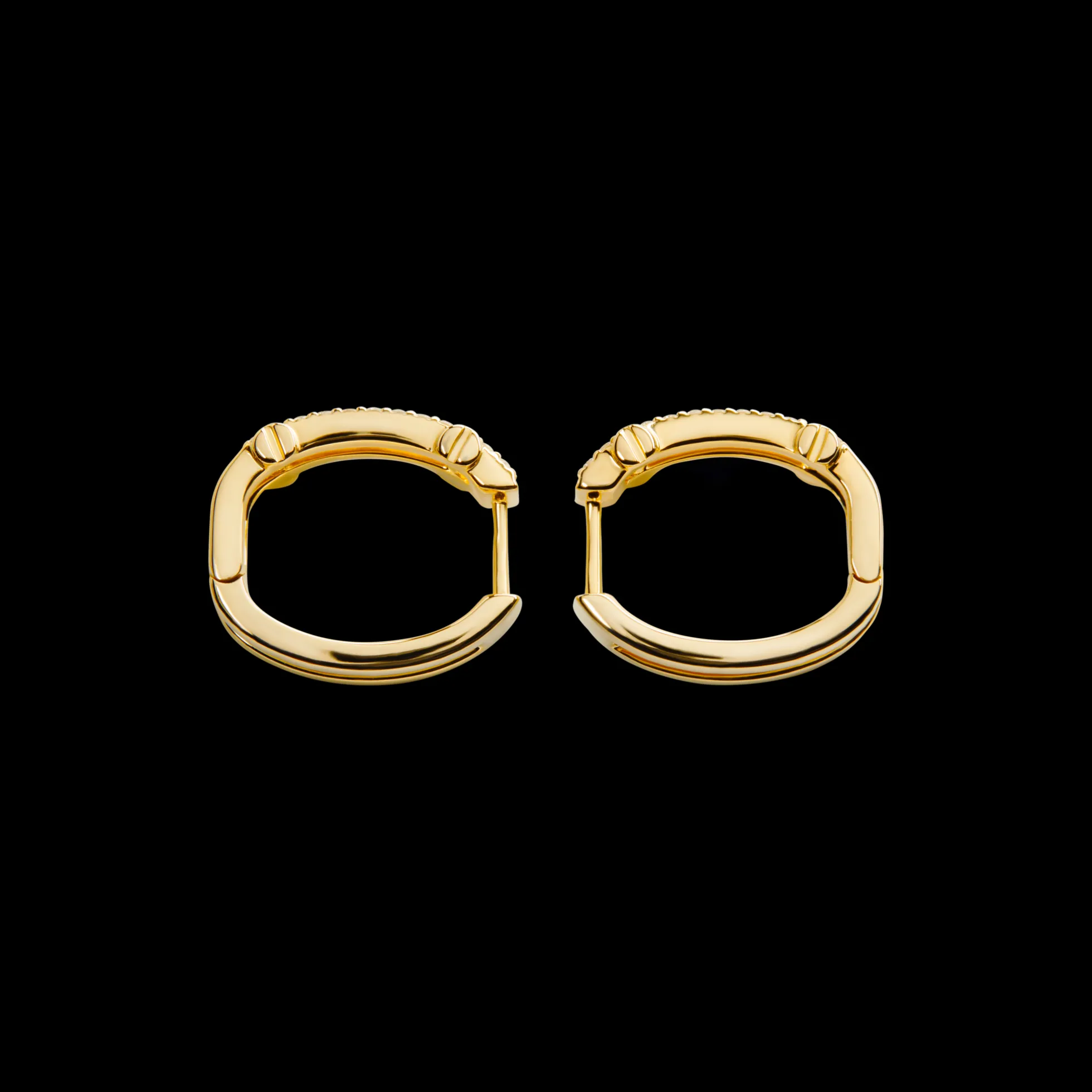 Diamond Pave Rivet Double Row Hoop Earrings