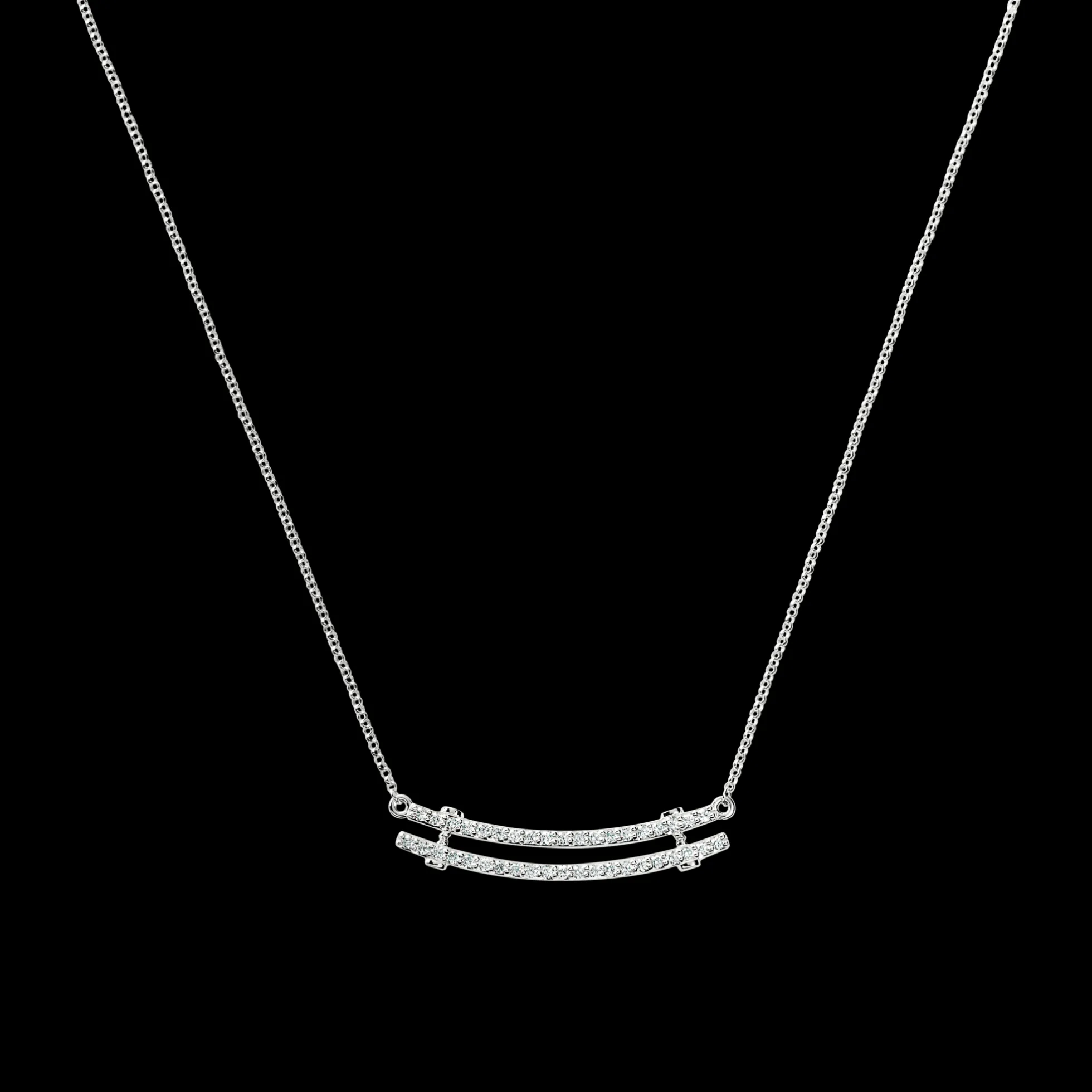 Diamond Pave Rivet Double Row Necklace
