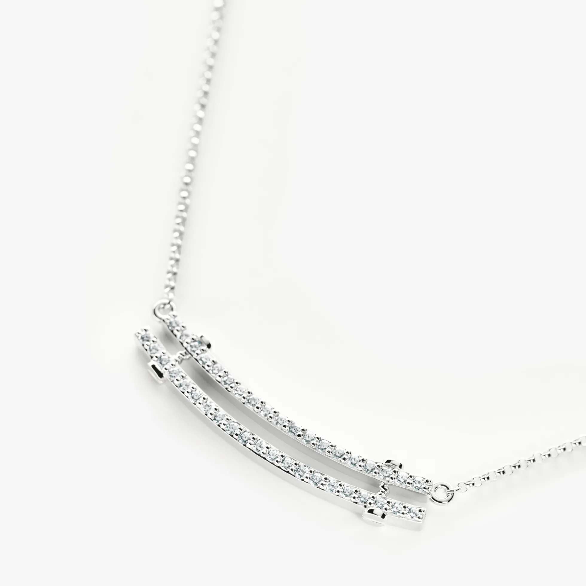 Diamond Pave Rivet Double Row Necklace