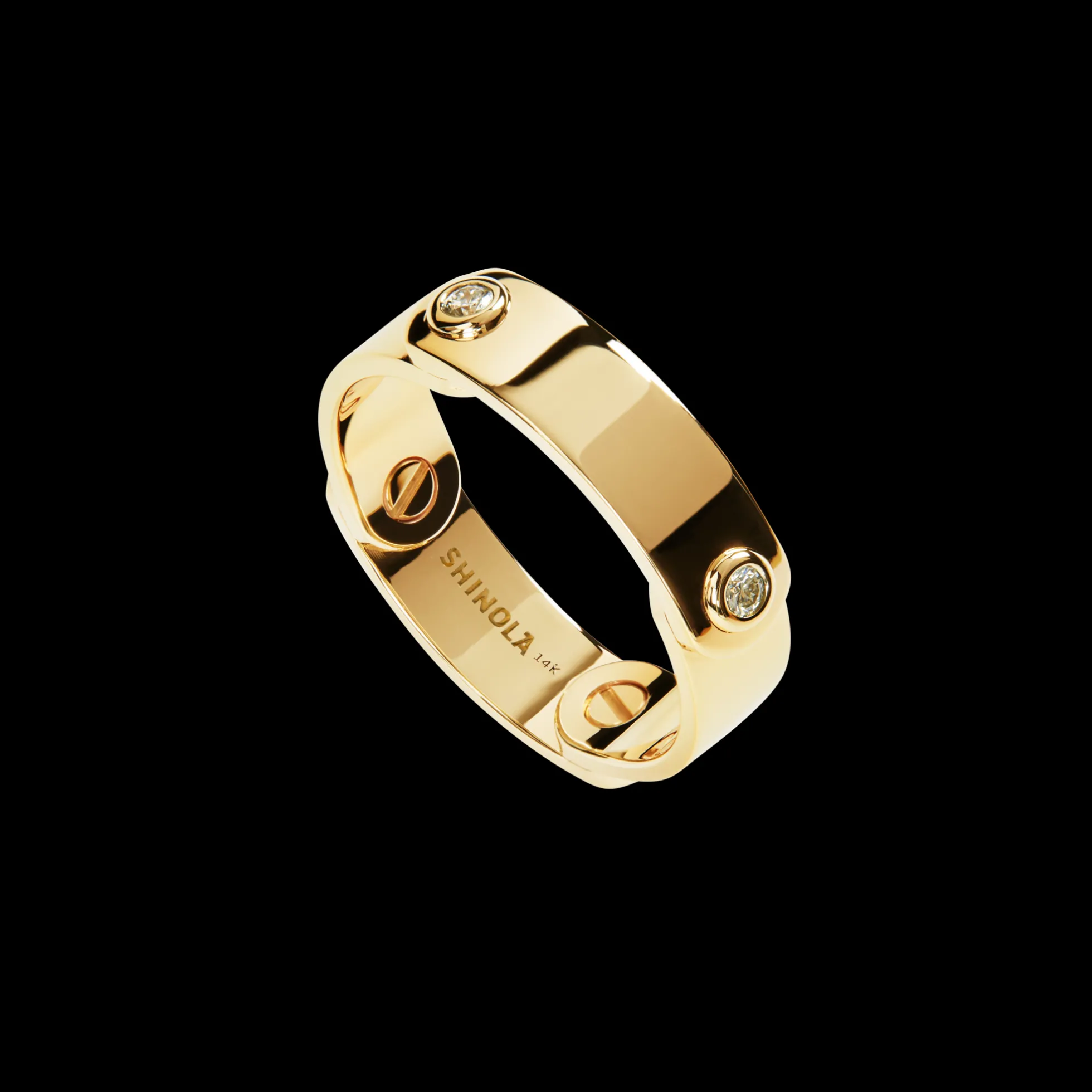 Diamond Rivet Plaque Ring