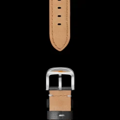 24mm Black Leather Watch Strap
