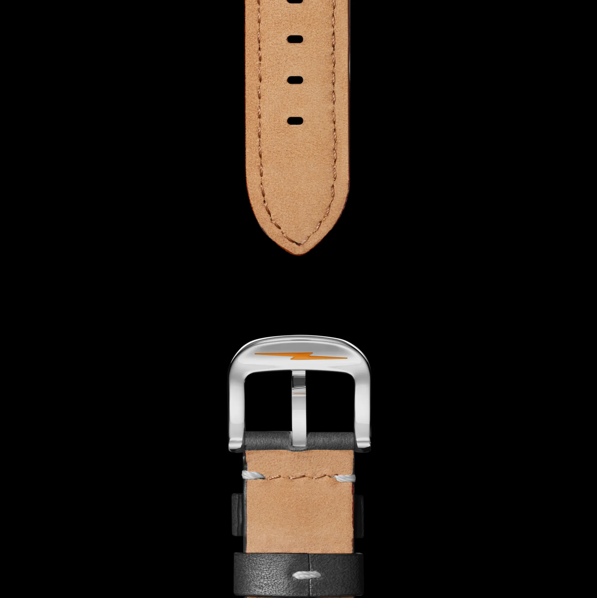 24mm Black Leather Watch Strap
