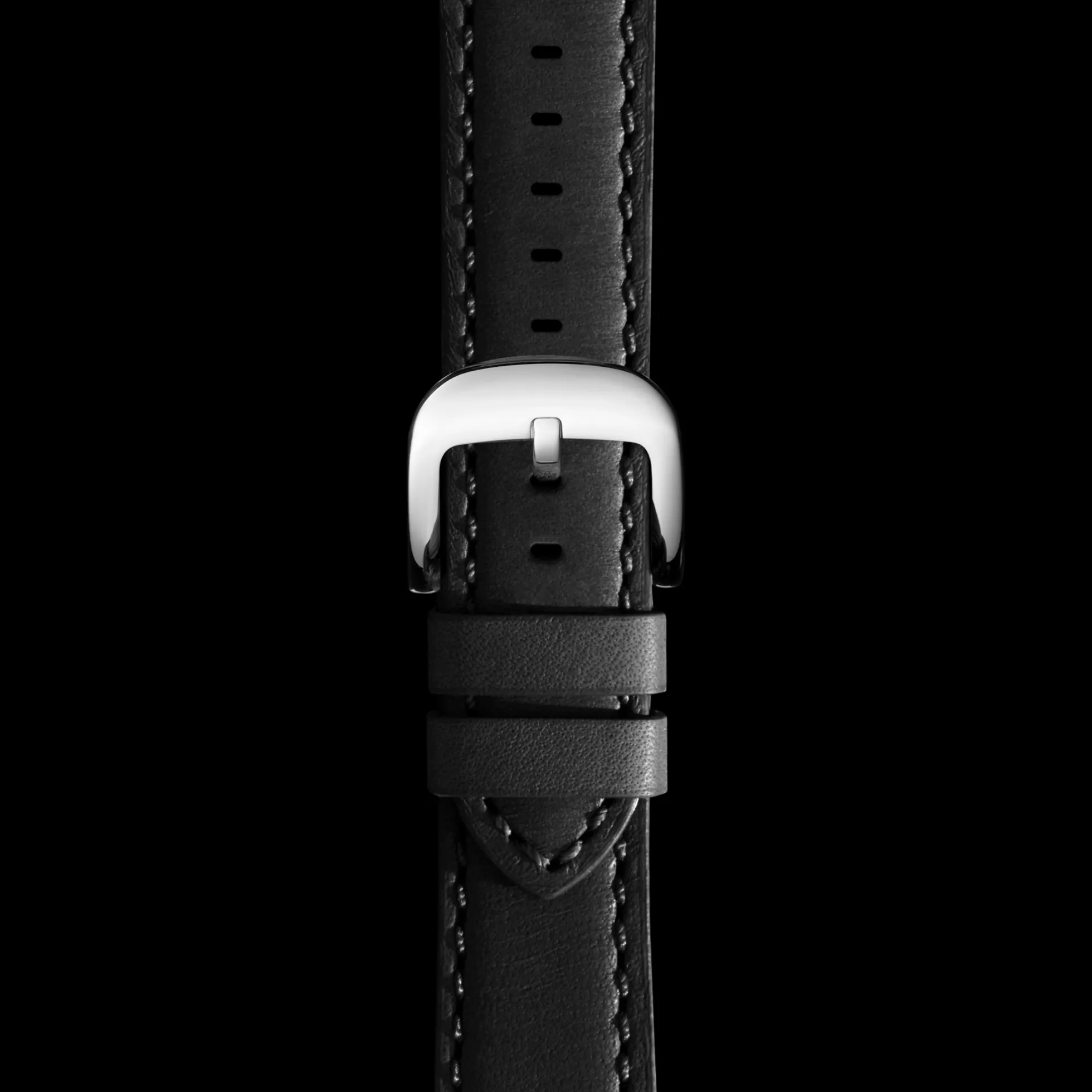 22mm Black Leather Watch Strap