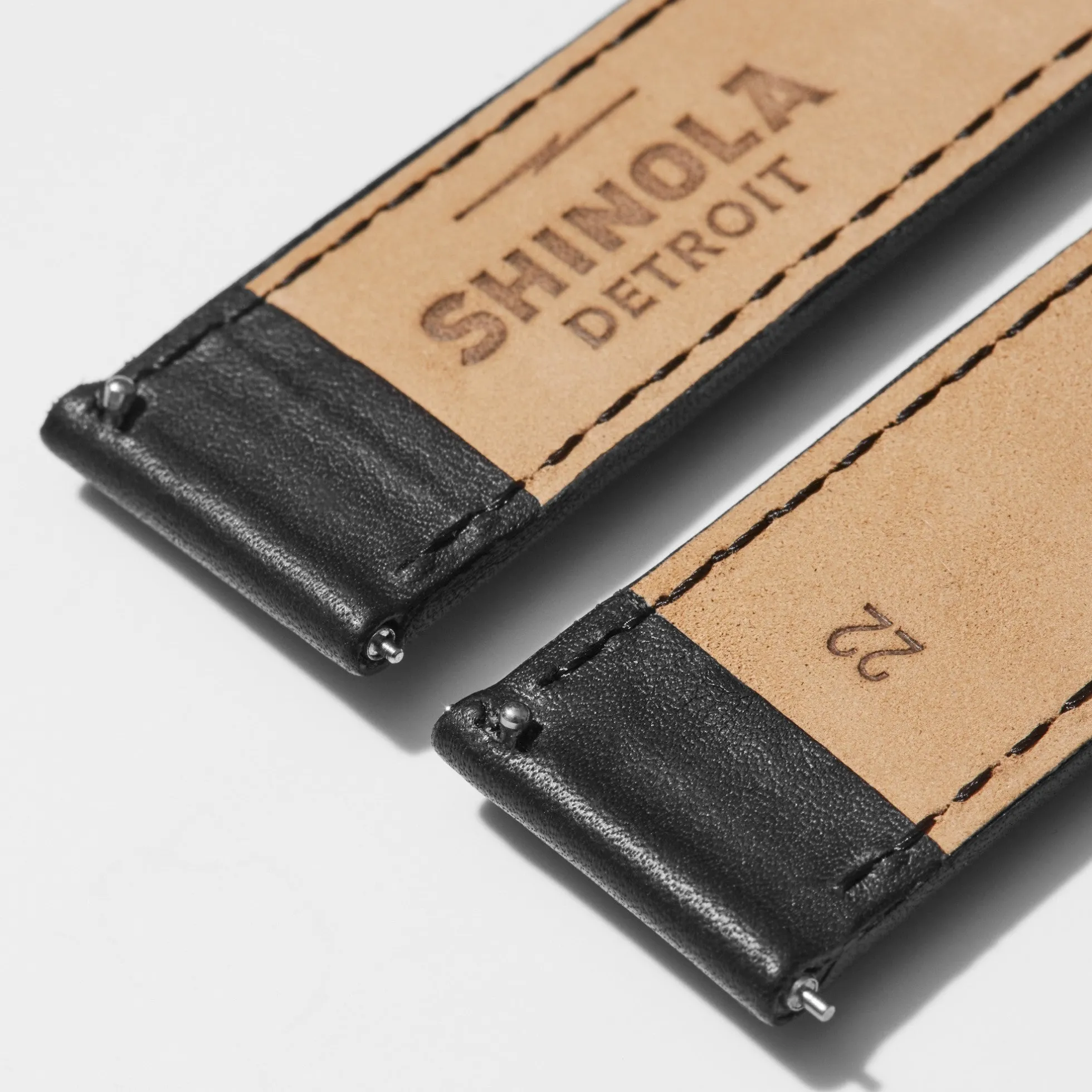 22mm Black Perforated Leather Watch Strap