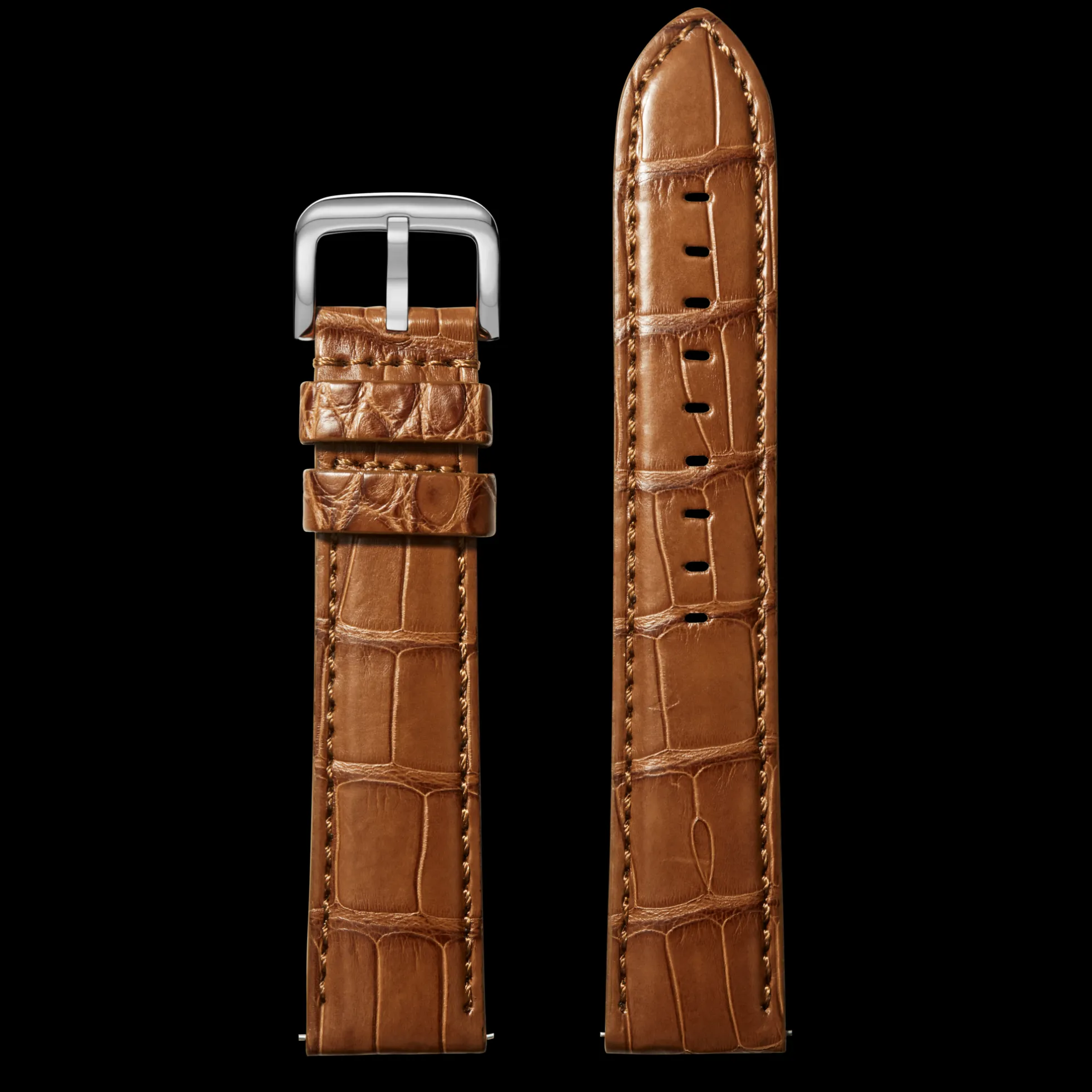 24mm Cognac Alligator Leather Watch Strap (Long)