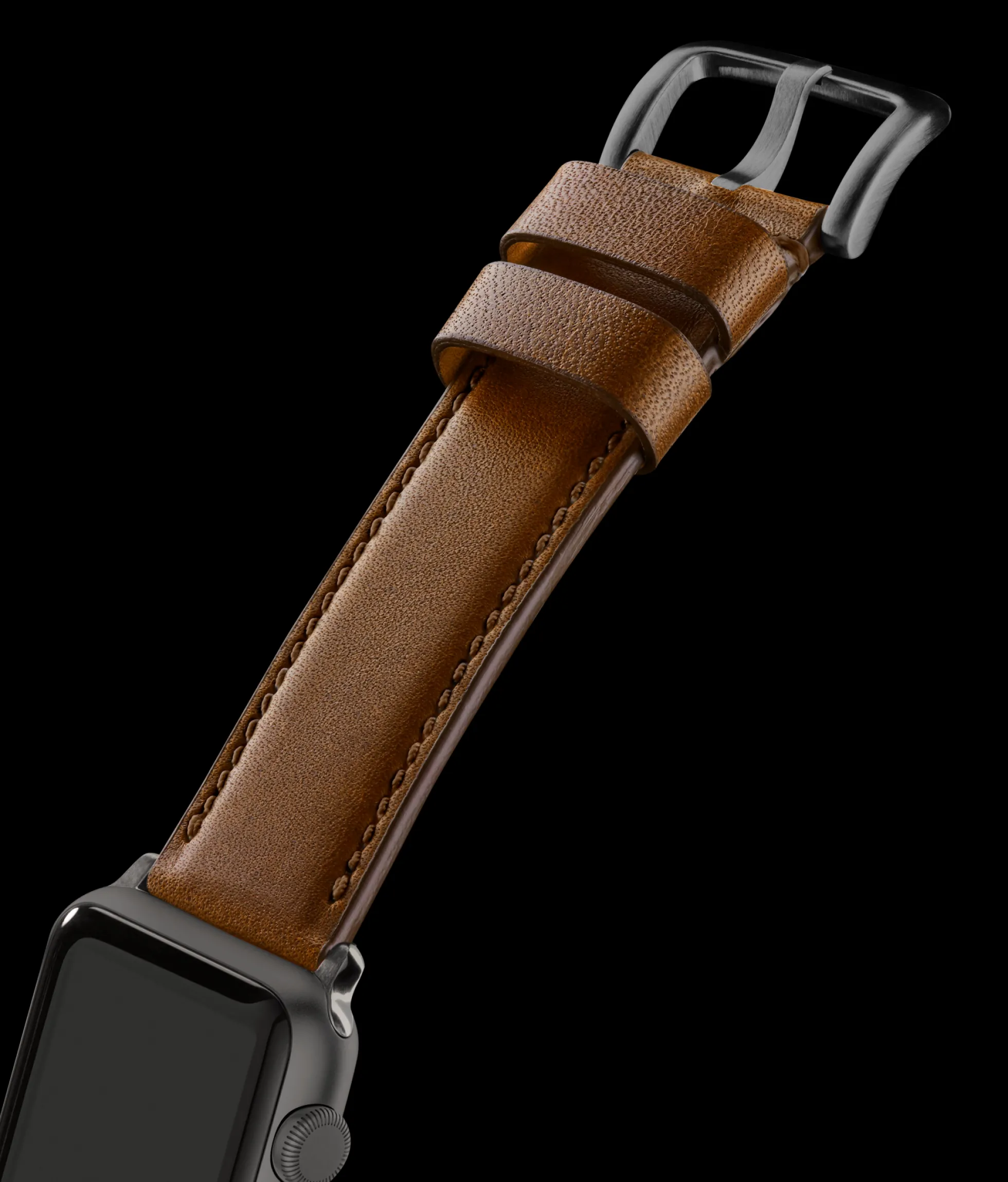 20mm Dark Nut Brown Leather Apple Watch Strap