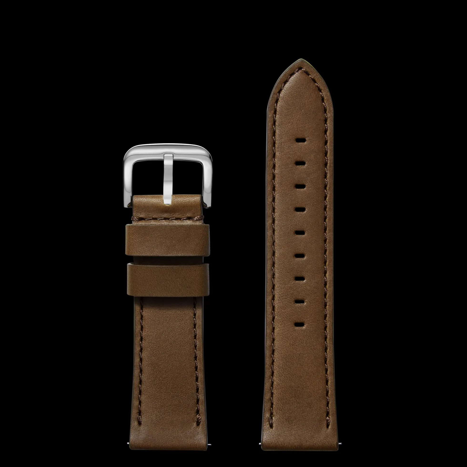 24mm Dark Nut Brown Leather Watch Strap
