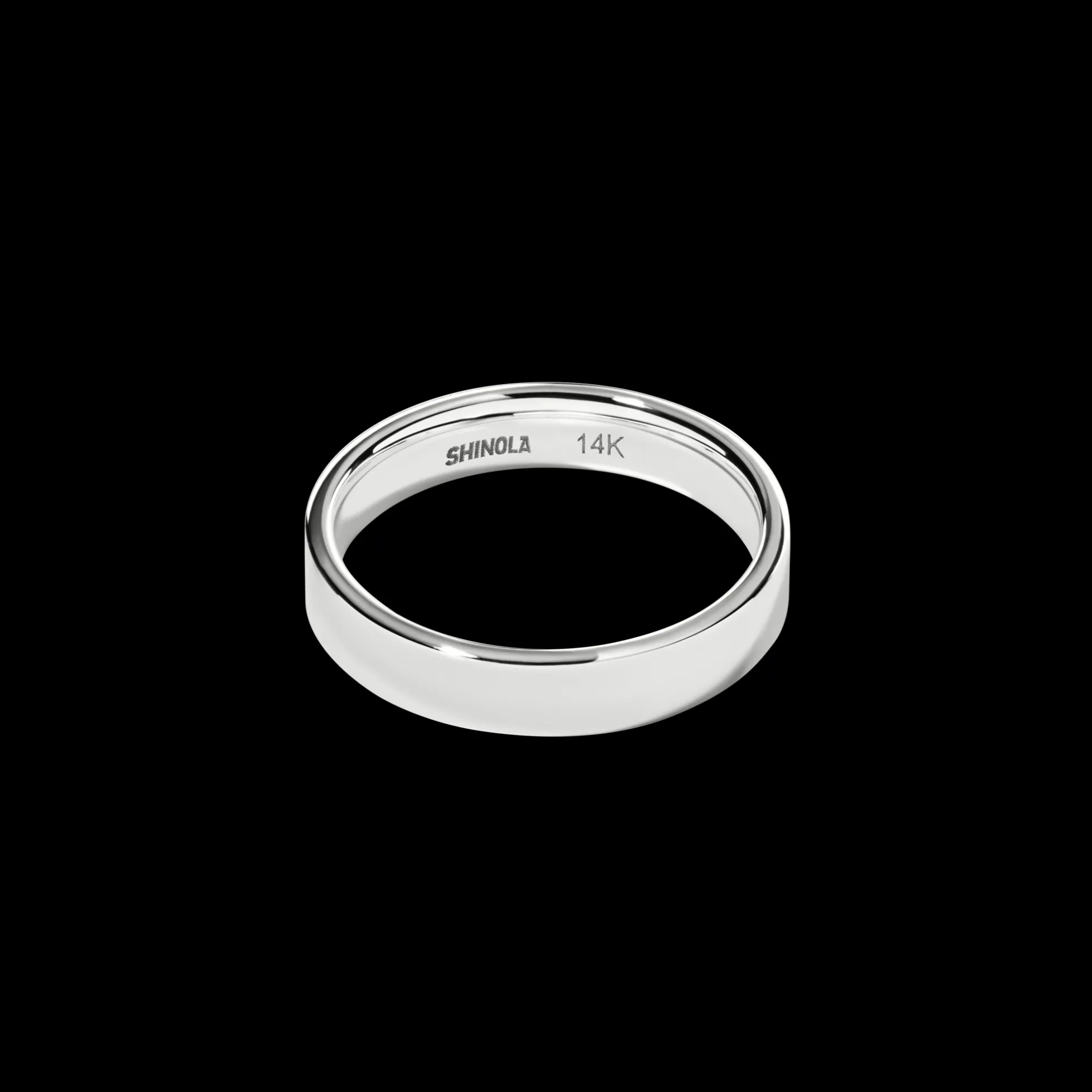 4mm Flat White Gold Band