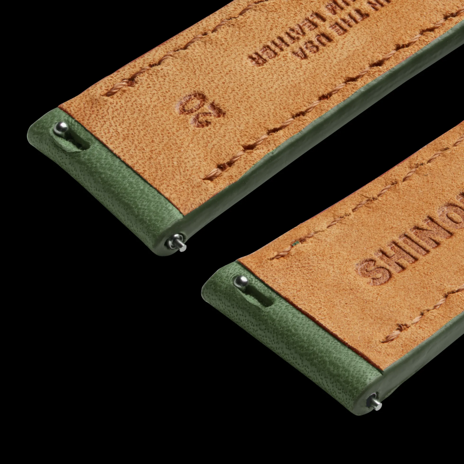 20mm Green Leather Watch Strap