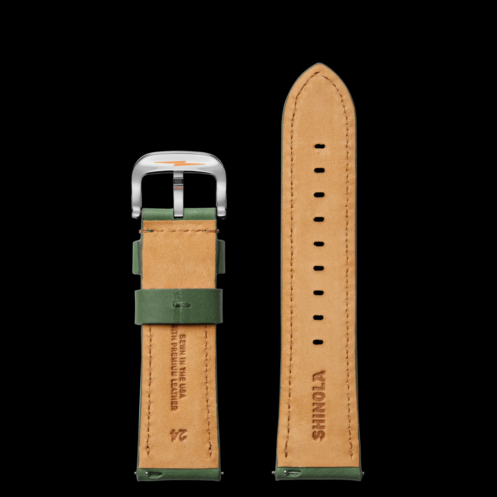 24mm Green Leather Watch Strap