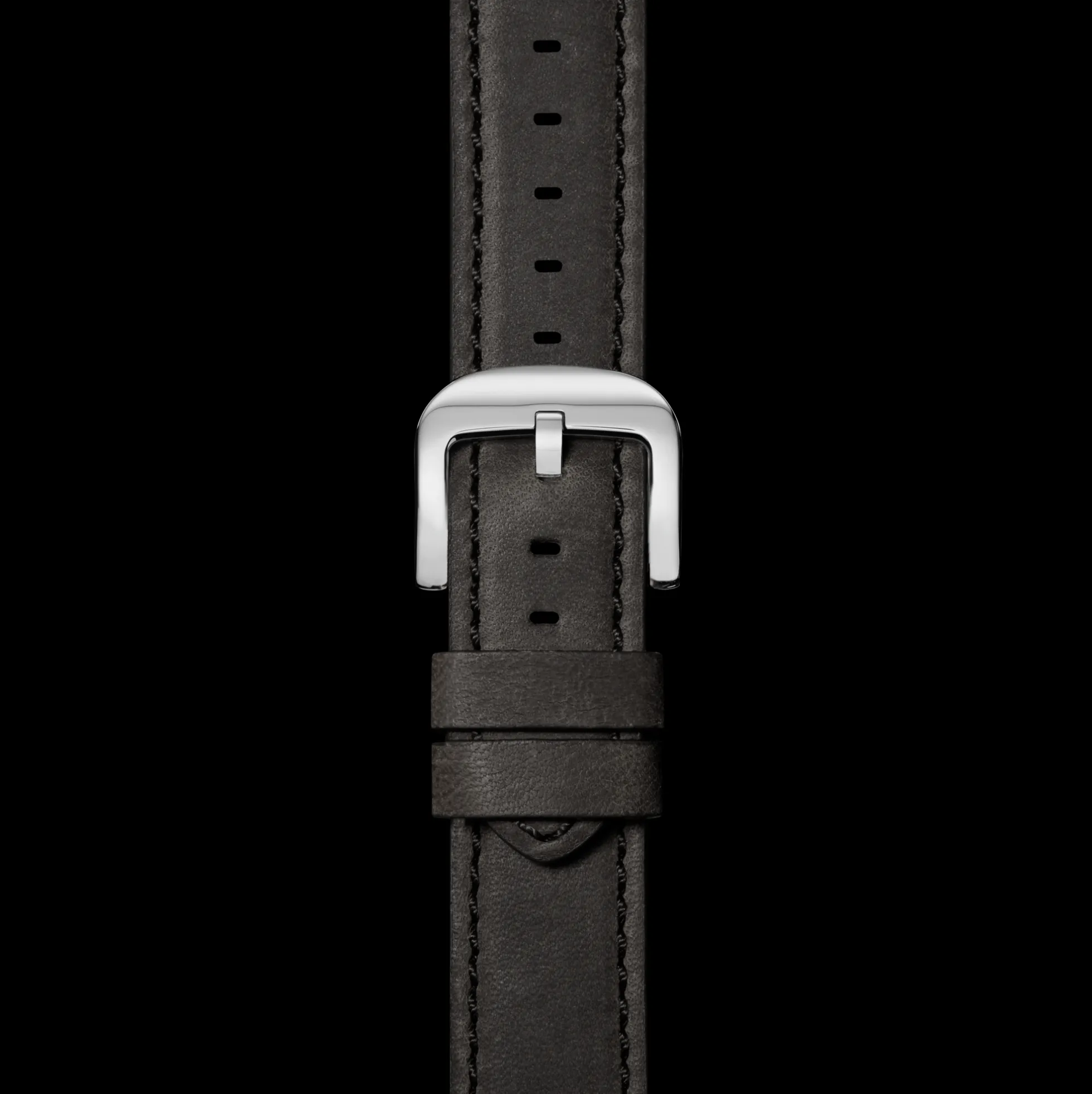 20mm Grizzly Black Leather Watch Strap
