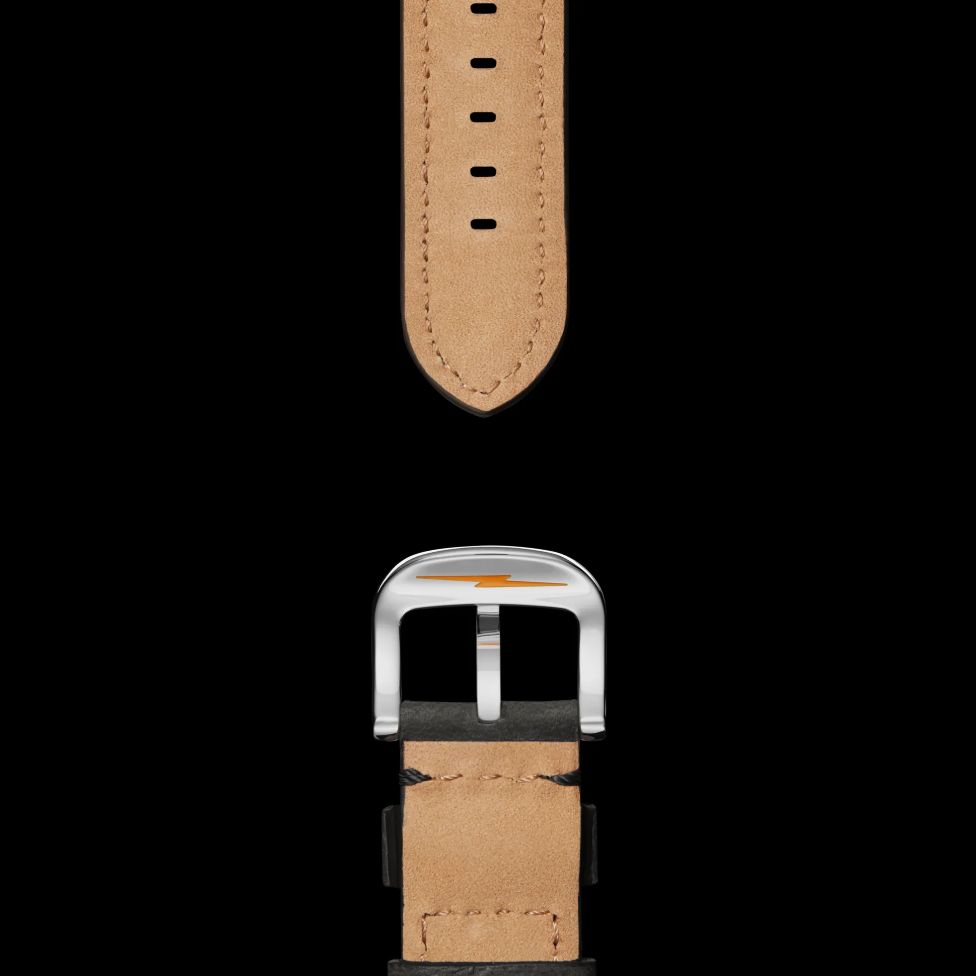 20mm Grizzly Black Leather Watch Strap