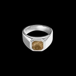 Octagonal Inlay Signet Ring Petoskey