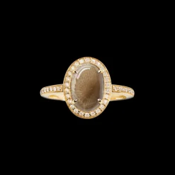 Petite Diamond Pave Petoskey Oval Ring