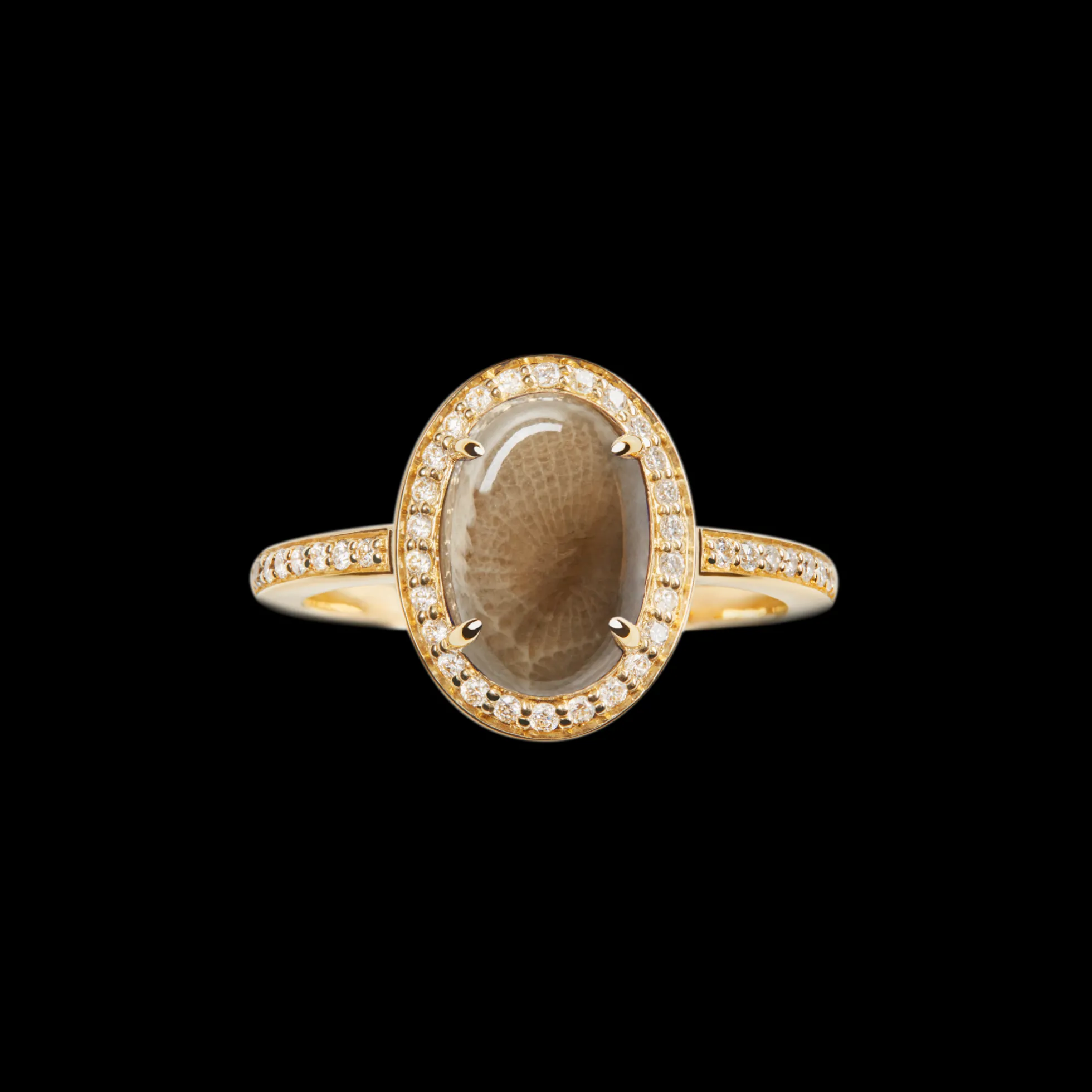 Petite Diamond Pave Petoskey Oval Ring