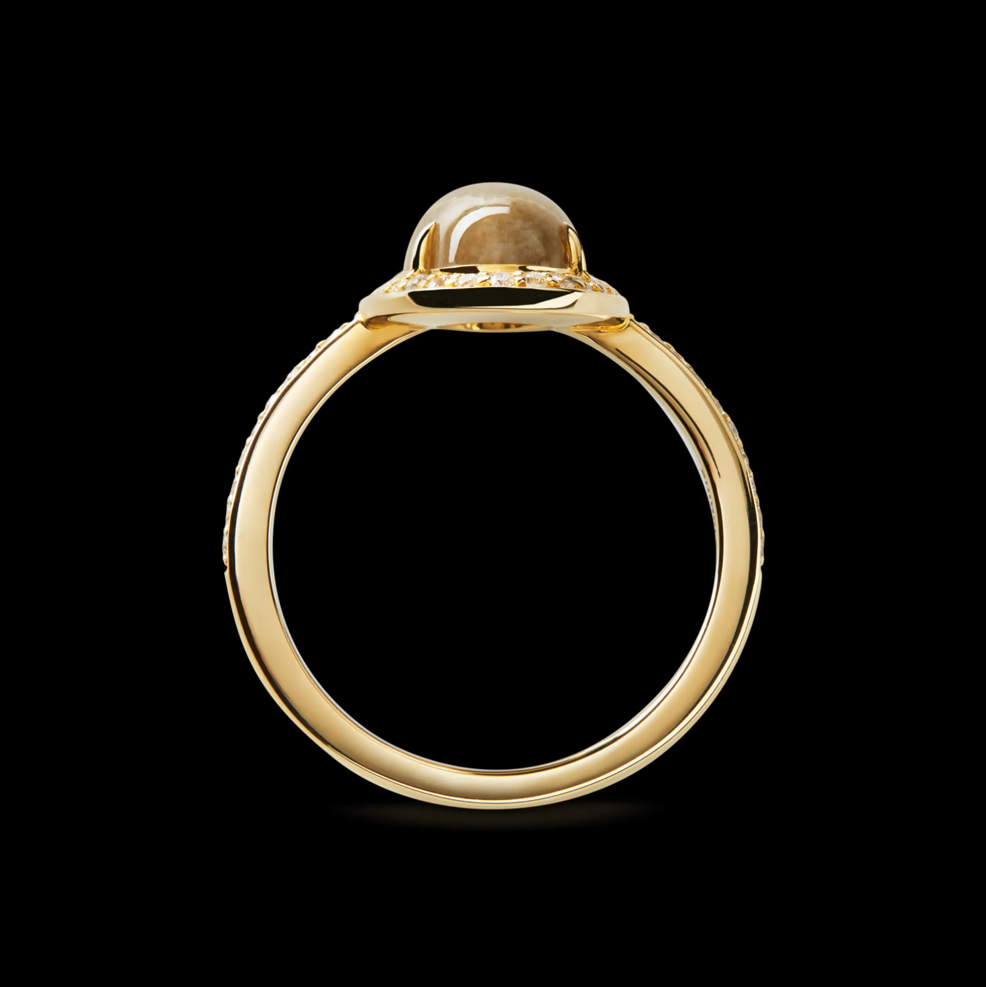 Petite Diamond Pave Petoskey Oval Ring