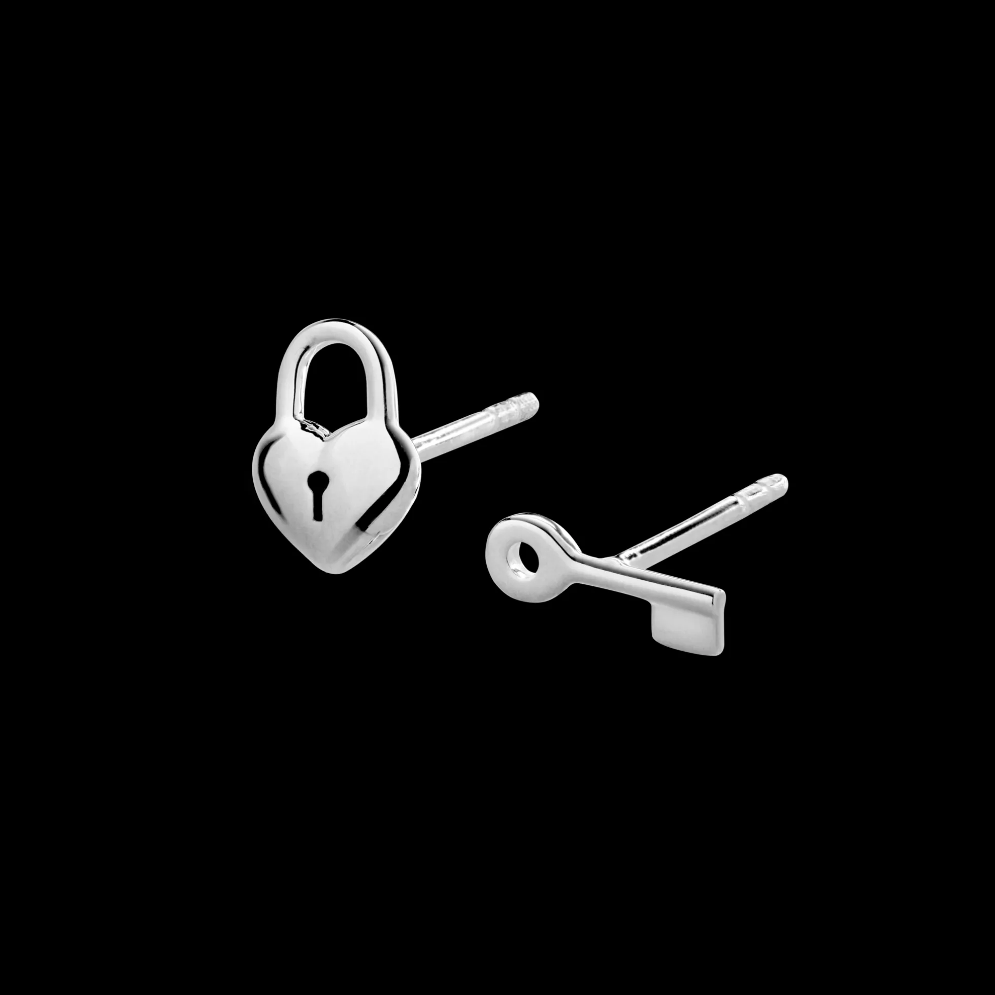 Petite Heart and Lock Earrings